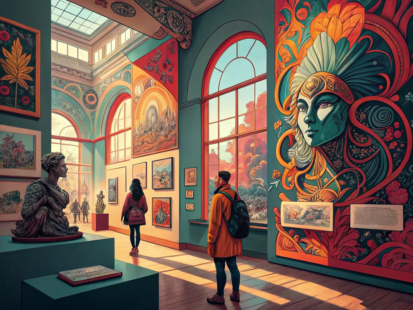 An artist showcasing their work at an EMERGENVOL-sponsored exhibition, emphasizing the promotional opportunities provided.